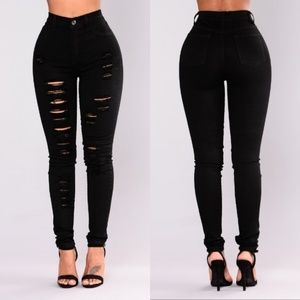 High Waist Distressed Denim Jeans. Price is FIRM